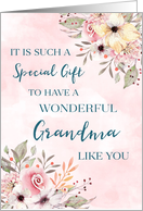 Pink Watercolor Flowers Grandma Birthday Card