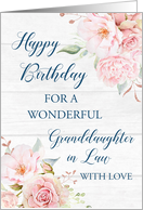 Pink Watercolor Flowers Rustic Wood Granddaughter in Law Birthday Card