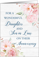 Blush Pink Watercolor Flowers Daughter and Son in Law Anniversary Card