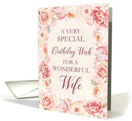 Blush Pink Watercolor Flowers Wife Birthday card (1831660)