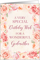 Blush Pink Watercolor Flowers Godmother Birthday Card