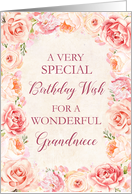 Blush Pink Watercolor Flowers Grandniece Birthday Card