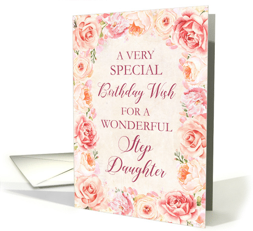 Blush Pink Watercolor Flowers Step Daughter Birthday card (1831712)