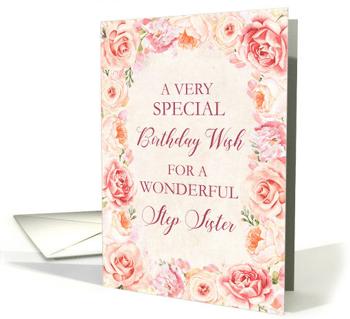 Blush Pink Watercolor Flowers Step Sister Birthday card (1831770)