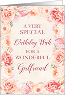 Blush Pink Watercolor Flowers Girlfriend Birthday Card