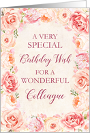 Blush Pink Watercolor Flowers Colleague Birthday Card