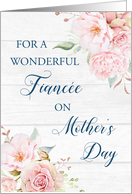 Blush Pink Watercolor Flowers Rustic Wood Fiance Mother’s Day Card