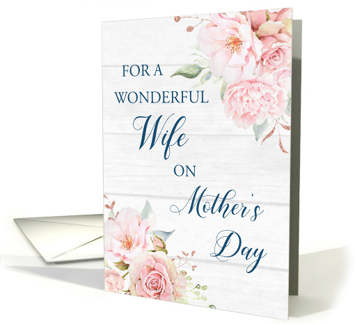 Pink Watercolor Flowers Rustic Wood Wife Mother's Day card (1832288)