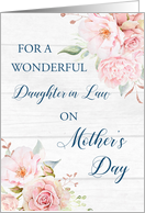 Pink Watercolor Flowers Rustic Wood Daughter in Law Mother’s Day Card