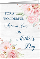 Pink Watercolor Flowers Rustic Wood Sister in Law Mother’s Day Card