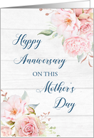 Pink Flowers Rustic Wood Mother’s Day Anniversary Card