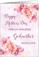 Pink and Purple Flowers Godmother Happy Mother’s Day Card