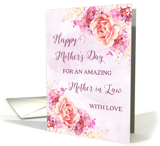 Pink and Purple Flowers Mother is Law Happy Mother's Day card
