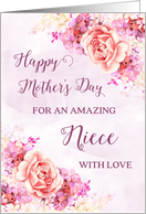 Pink and Purple Flowers Niece Happy Mother’s Day Card