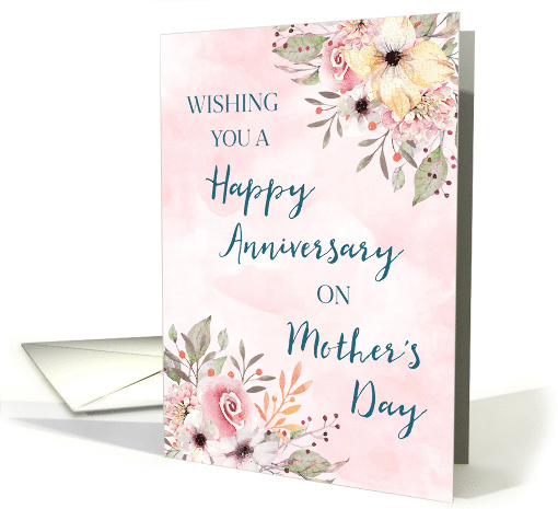 Vintage Pink Flowers Anniversary on Mother's Day card (1835904)