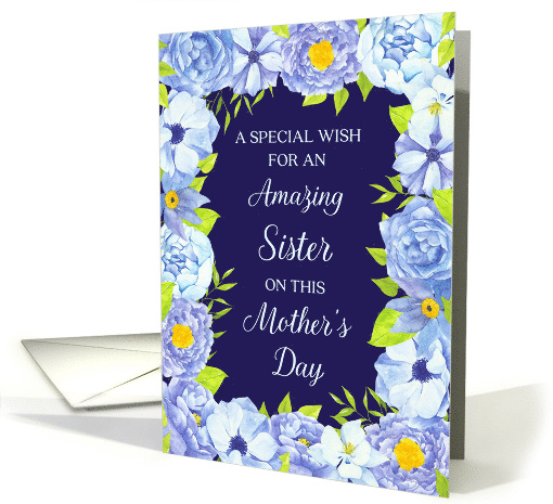 Blue Watercolor Flowers Sister Mother's Day card (1841940)