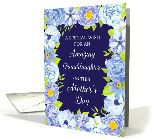 Blue Watercolor Flowers Granddaughter Mother's Day card (1841952)