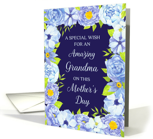 Blue Watercolor Flowers Grandma Mother's Day card (1841954)