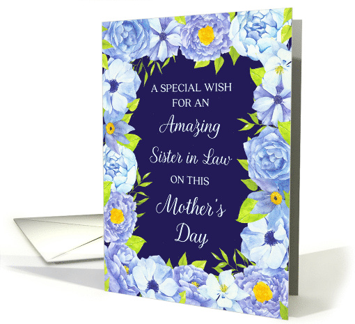 Blue Watercolor Flowers Sister in Law Mother's Day card (1841966)