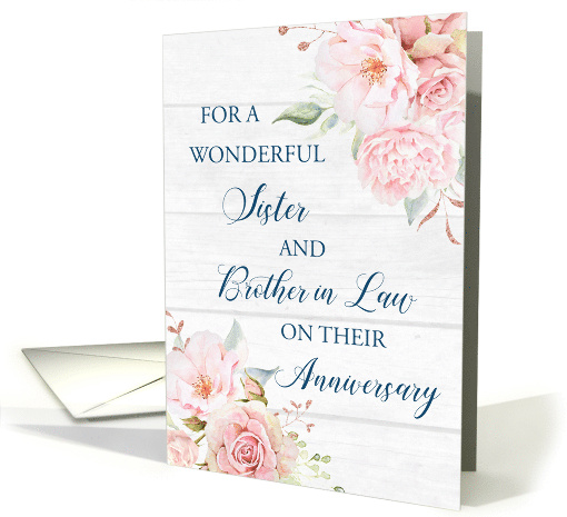 Pink Watercolor Flowers Sister and Brother in Law Anniversary card