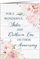 Pink Watercolor Flowers Sister and Brother in Law Anniversary Card