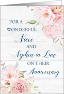 Pink Watercolor Flowers Niece and Nephew in Law Anniversary Card