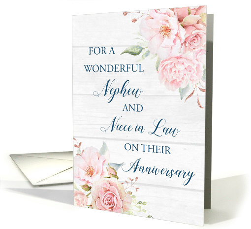 Pink Watercolor Flowers Nephew and Niece in Law Anniversary card