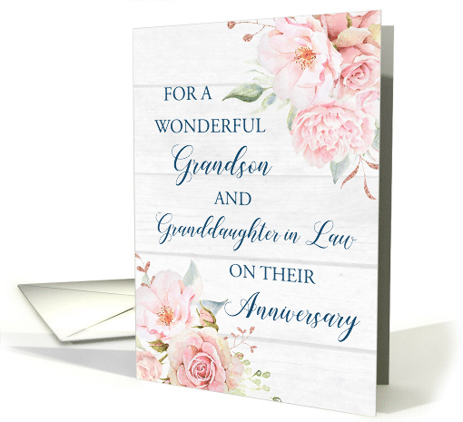 Pink Flowers Grandson and Granddaughter in Law Anniversary card