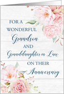 Pink Flowers Grandson and Granddaughter in Law Anniversary Card
