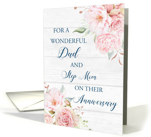 Blush Pink Flowers Dad and Step Mom Anniversary card (1842804)