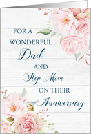 Blush Pink Flowers Dad and Step Mom Anniversary Card