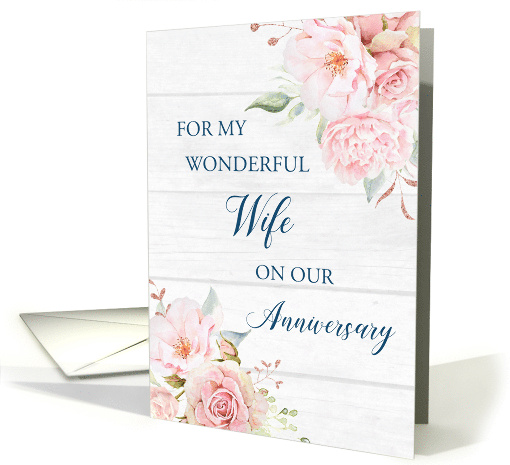 Blush Pink Flowers Wife Anniversary card (1842814)