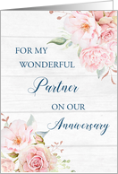 Blush Pink Flowers Partner Anniversary Card