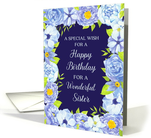 Blue Watercolor Flowers Sister Birthday card (1844604)