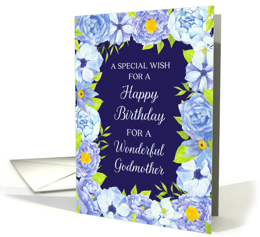 Blue Watercolor Flowers Godmother Birthday card (1844674)