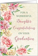 Country Watercolor Flowers Daughter Congratulations Graduation Card