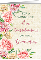 Country Watercolor Flowers Aunt Congratulations Graduation Card
