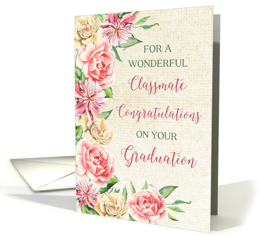 Country Watercolor Flowers Classmate Congratulations Graduation card