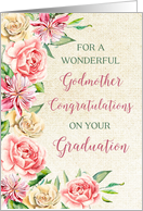 Country Flowers Godmother Congratulations Graduation Card