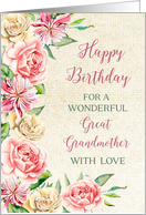 Country Watercolor Flowers Great Grandmother Birthday Card