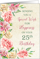 Country Watercolor Flowers 25th Birthday Card