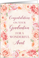 Pink Watercolor Flowers Aunt Congratulations on Graduation card