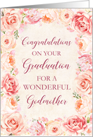 Pink Watercolor Flowers Godmother Congratulations on Graduation card