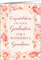 Pink Flowers Grandniece Congratulations on Graduation card