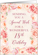 Blush Pink Watercolor Flowers 18th Birthday Card