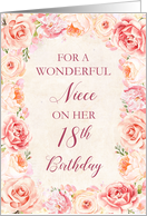 Blush Pink Watercolor Flowers Niece 18th Birthday Card
