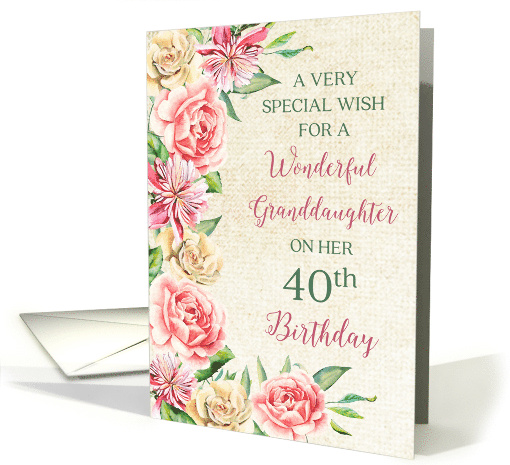 Country Flowers Granddaughter 40th Birthday card (1857640)