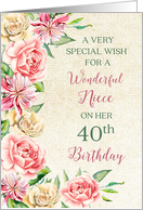 Country Flowers Niece 40th Birthday Card