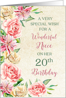 Country Flowers Niece 20th Birthday Card