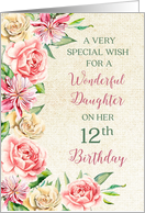 Country Flowers Daughter 12th Birthday Card